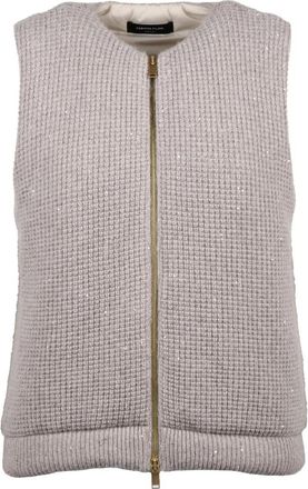 Fabiana Filippi Beige Virgin Wool-Blend Zip Padded Vest
