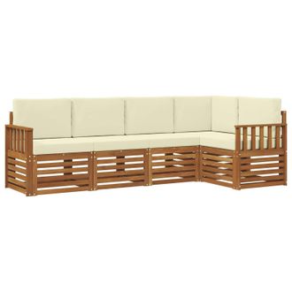 vidaXL Conjunto De Sof&aacute; Seccional Con Coj&iacute;n 5 Pcs Natural Y Crema Vidaxl