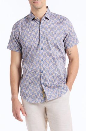 Robert Graham Kinloch Print Woven Button-Up Shirt in Multi Blue at Nordstrom, Size Xx-Large