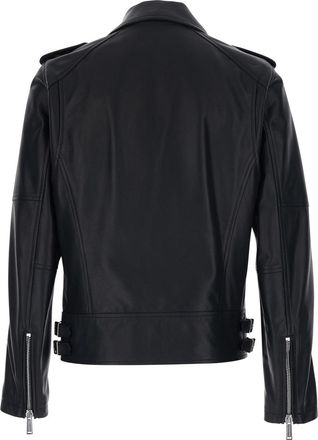 Dsquared2 Mens Leather Jacket Black With Three Zip Pockets Coat