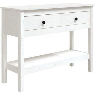 vidaXL Tavolo Consolle Bianco 100x35x75 cm in Legno Massello di Pino - Vidaxl