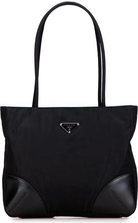 Prada 2013-2025 Spazzolato Tessuto shopper met afwerking - Zwart
