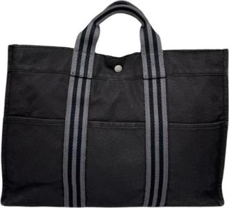 Herm&egrave;s Pre-owned Canvas Tote Bag - Dames - Vintage Shopper - Zwart - ONE Size - Vintage