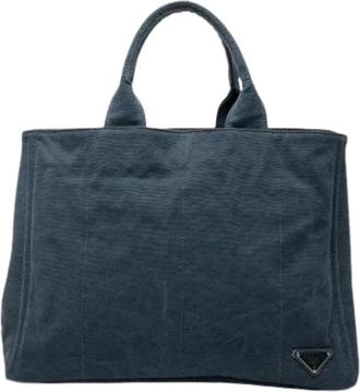 Prada Pre-owned Tote Bags, female, Blue, Size: ONE SIZE Pre-owned Denim Tote