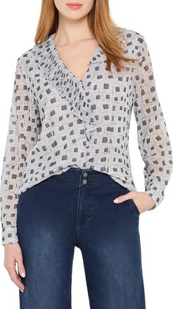 Nic+Zoe NIC+ZOE Dotty Squares Ruffle Top