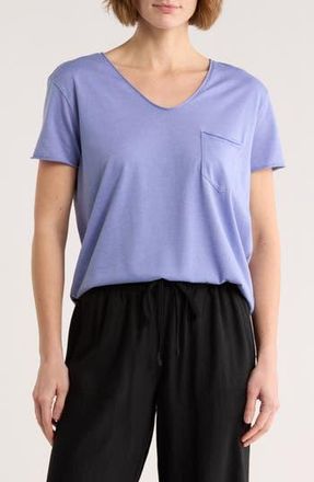 Caslon Rolled Burnout T-Shirt in Blue Denim at Nordstrom Rack, Size X-Large