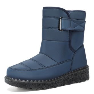 Generic Womens Winter Warm Waterproof Snow Boots, Winter Warm Plush Boots, Cotton Shoes (Blue, Shoe Size, Adult, Women, 6.5, Numeric, UK Footwear Size System,