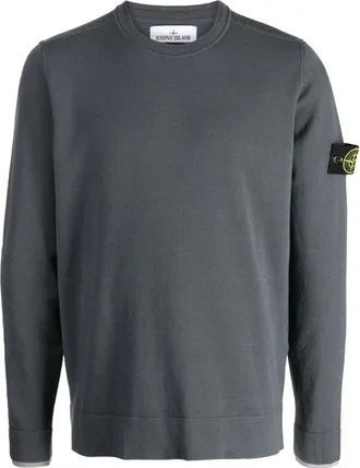 Stone Island Logo Patch Sweater Lead Grey 7915526A1-V0062