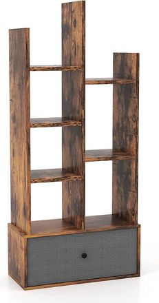 Costway Costway - Estanter&iacute;a Librer&iacute;a De 7 Niveles Con Caj&oacute;n, Estabter&iacute;a De Madera Con 7 Compartimentos, Estudio, Sala De Estar, Dormitorio, 53 X 24 X 118cm (
