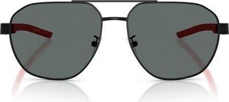 Ferrari 59mm Polarized Aviator Sunglasses in Matte Black at Nordstrom