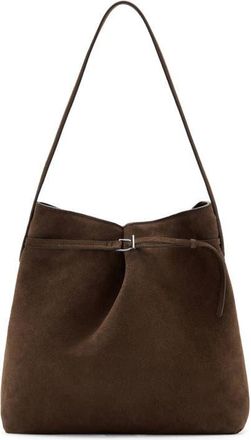 Mango Suede Buckle Bucket Bag in Brown at Nordstrom
