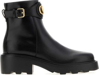 Valentino Garavani Black Leather Logo Boots