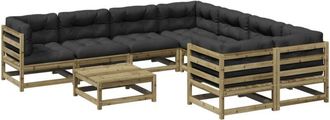 vidaXL Set De Sof&aacute;s Jard&iacute;n 9 Pzas Con Cojines Madera Pino Impregnada Vidaxl