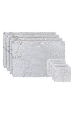 Dainty Home Marble Print 8-Piece Placemat & Coaster Set in Silver at Nordstrom Rack