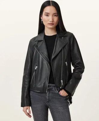 AllSaints Dalby Slim Fit Leather Biker Jacket