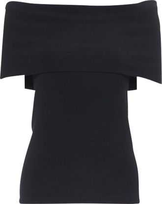 Rosetta Getty knitted banded off shoulder stretch top