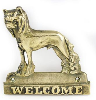 OEM Crestado Chino: Letrero Para Puerta Con Un Perro, Placa De Bienvenida De Lat&oacute;n, Letrero &Uacute;nico Con La Palabra Bienvenido De Art-dog