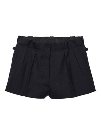 Prada pleated buttoned shorts - women - Wool - 38 - Blue