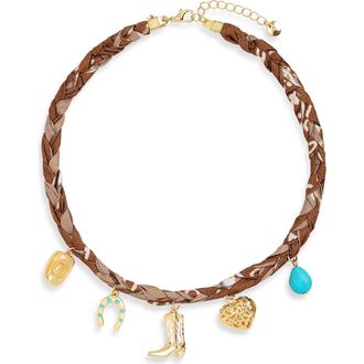 BP. Bandana Charm Necklace in Brown at Nordstrom