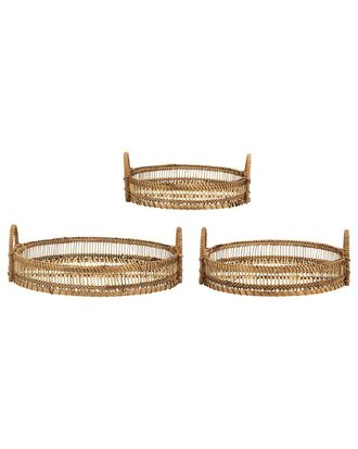 A&B Home Discontinued A&B Home Sienna Bamboo Woven Round Trays, Set Of 3