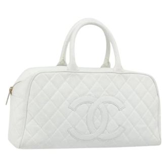 Chanel Pre-owned Handbags, female, White, Size: ONE SIZE Pre-owned Vintage Boston Bag