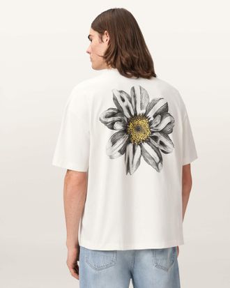 AllSaints Cotton Petals Oversized Short Sleeve Graphic T-Shirt, Size: XXL