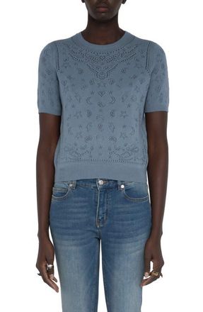 Zadig&Voltaire Dolly Bandana Pointelle Cotton Sweater in Sixtine at Nordstrom, Size X-Small