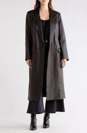 Frame Denim Tailored Double Breasted Leather Coat in Black at Nordstrom Rack, Size 4