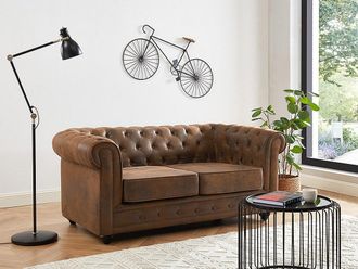 Vente-Unique Divano 2 posti in Microfibra Aspetto Pelle invecchiata - CHESTERFIELD