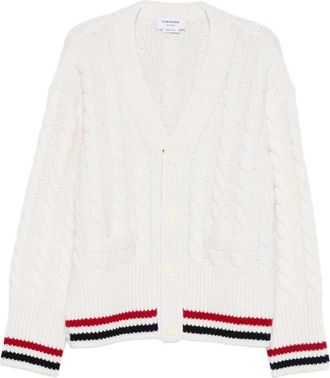 Thom Browne Baby Kabel V-hals Vest - Heren - Vesten - Wit - M - Truien & Vesten
