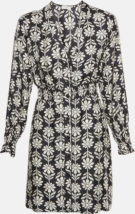 Sandro Black Floral Print Sateen Illiana Mini Dress