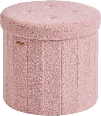 Songmics Puf redondo plegable con tapa extra&iacute;ble de color rosa