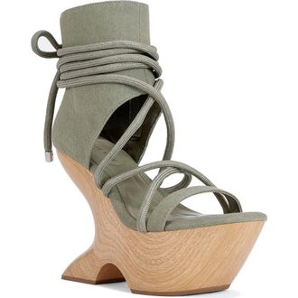 Azalea Wang Tiziano Floating Heel Platform Sandal in Olive at Nordstrom, Size 7