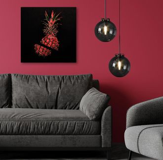 My Home Acrylglasbild »Ananas - Acrylbilder mit Blattgold veredelt« Ananas Obst Obst Bilder 1 Stk. tlg. Rote Farbvariante, Handgearbeitet, Gerahmt, Edel