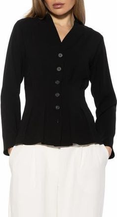 Alexia Admor Amaris Cinched Waist Button-Up Shirt in Black at Nordstrom Rack, Size 14