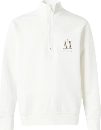 A|X Armani Exchange Hoodies & sweatvesten, Heren, Wit, XL, Katoen, Half-Zip Sweatshirt
