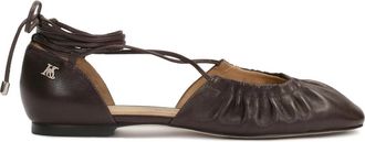 Kazar Donkerbruine ballerinas met opvallend gekreukeld bovendeel - Dames - Ballerinas - Bruin - 36 EU - Leer - Schoenen