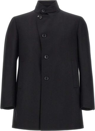 Tagliatore Black Solid Trench Coat