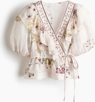 H&M Peplumbluse aus Leinenmix - Beige