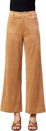 Skies Are Blue Clothing Faux Suede Wide Leg Pants In Camel