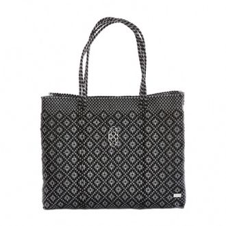 Lola's Bag Womens Travel Handmade Aztec Tote Bag With Clutch In Black/silver