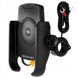 OEM Soporte Para Motocicleta Biketec Con Cargador Inductivo Usb-c, Carga R&aacute;pida Para Tel&eacute;fono Montado En El Manillar O El Espejo Tipo: R9w-pd Metal Wirele