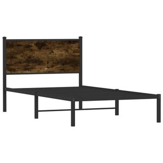 Berkfield Home Metal Bed Frame without Mattress Smoked Oak 107x203 cm in Brown