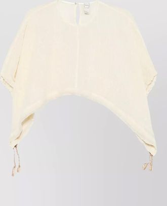 120% Lino short-sleeve cropped blouse