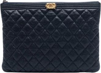 Chanel Pre-owned Clutches, female, Blue, Size: ONE SIZE Pre-owned Leather Clutch