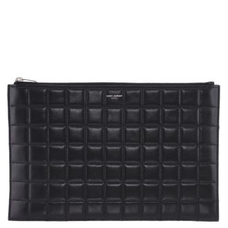 Saint Laurent Quilted Leather Logo Pouch
