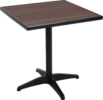 Hhg Nunca Usado] Mesa De Jard&iacute;n Hhg 861, Mesa De Balc&oacute;n Mesa Bistro, Gastronom&iacute;a Revestimiento Exterior Aluminio Aspecto Madera, Negro, Marr&oacute;n Oscuro