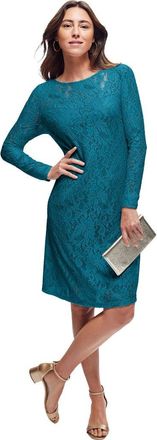 Jessica London Stretch Lace Shift Dress in Deep Teal at Nordstrom, Size 12