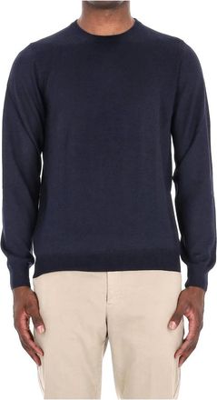 Barba Blauwe Kasjmier Zijden Crewneck Sweater - Heren - Ronde hals truien - Blauw - XL - Kasjmier - Truien & Vesten