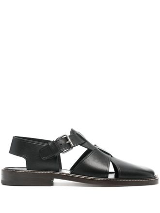 Christophe Lemaire Fisherman leren sandalen - Zwart